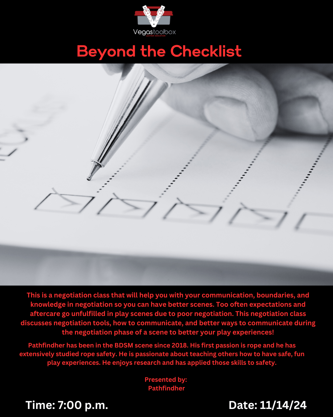 November 14 – Beyond the Checklist